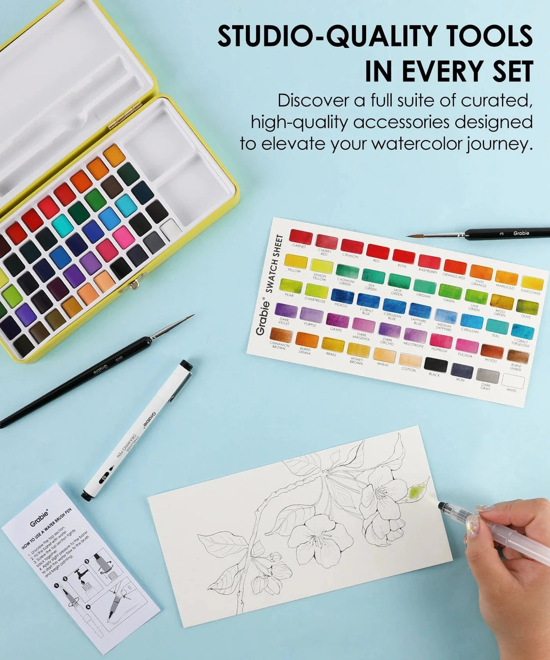 Grabie Gifts All-In-One Premium Watercolor Set of 50