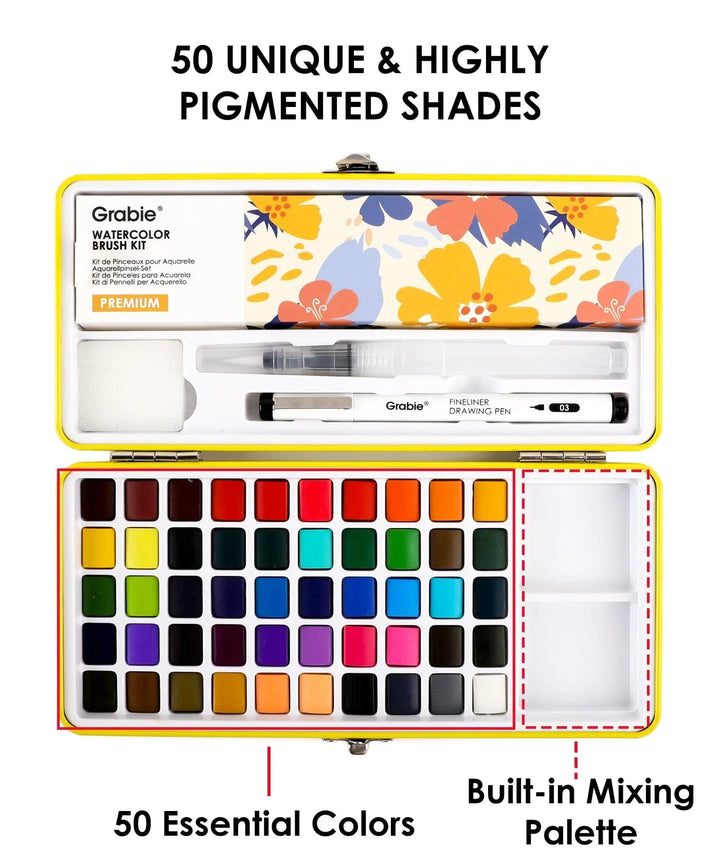 Grabie Gifts All-In-One Premium Watercolor Set of 50