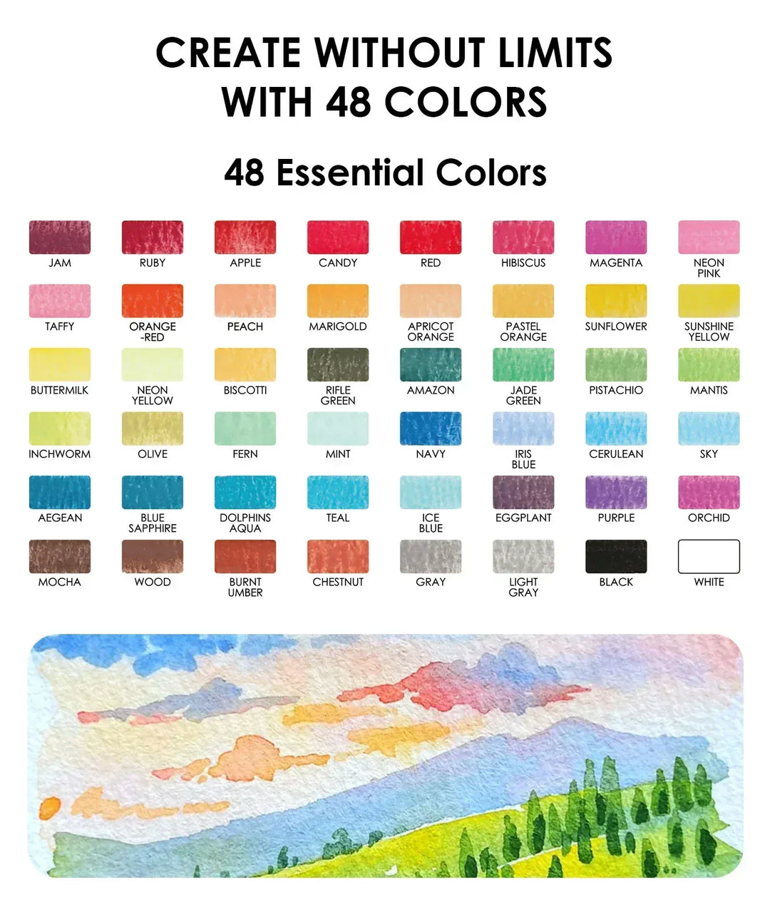 Grabie Gifts All-In-One Watercolor Set of 48