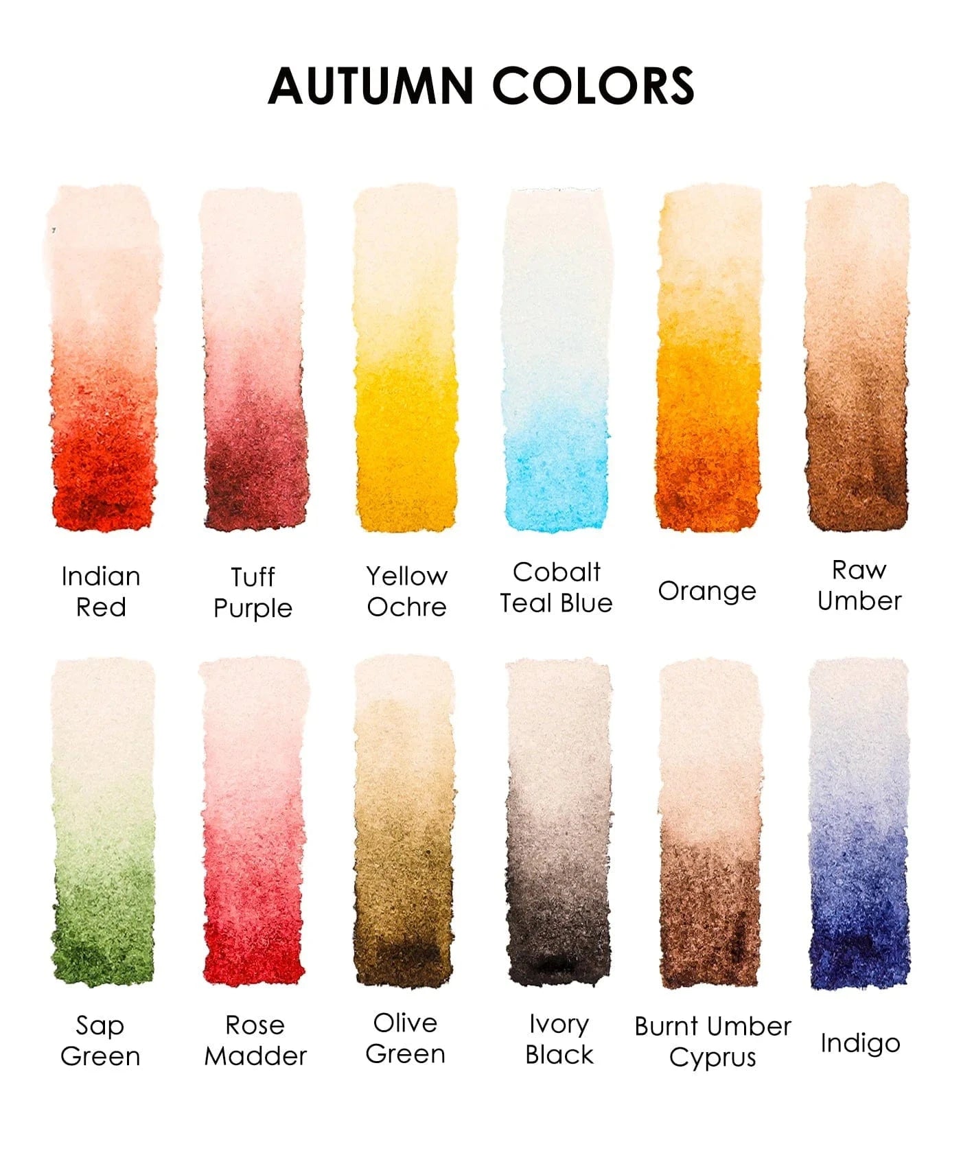 Grabie Gifts Watercolor Pocket Set of 12 - Autumn Colors