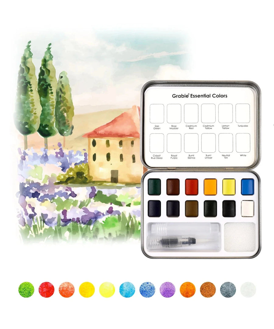 Grabie Gifts Watercolor Pocket Set of 12 - Essential Colors
