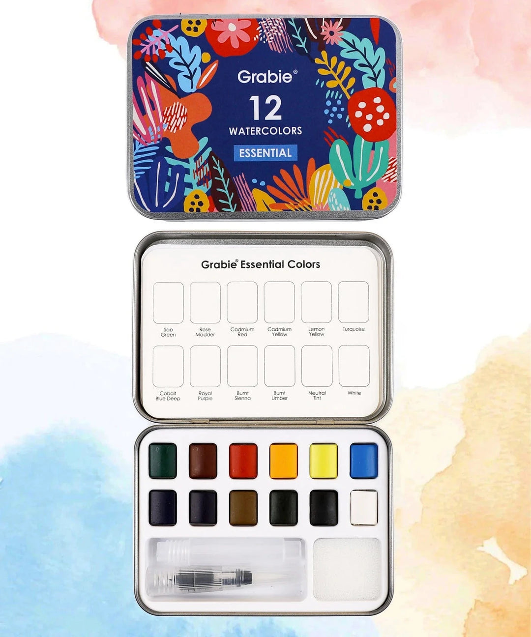 Grabie Gifts Watercolor Pocket Set of 12 - Essential Colors