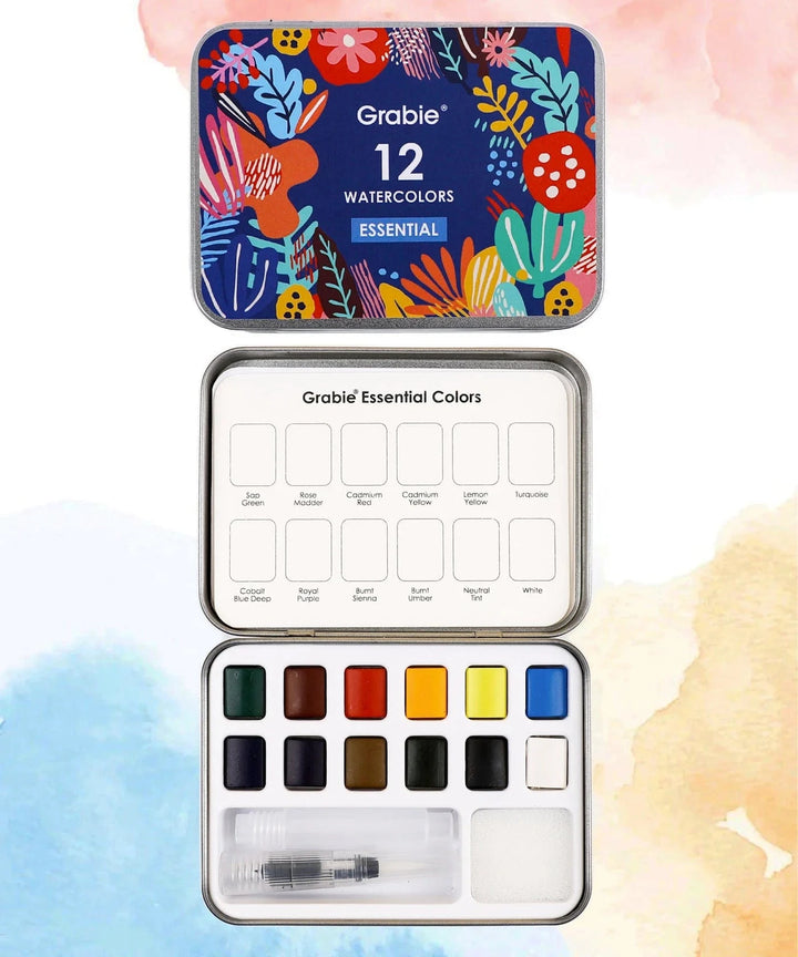 Grabie Gifts Watercolor Pocket Set of 12 - Essential Colors