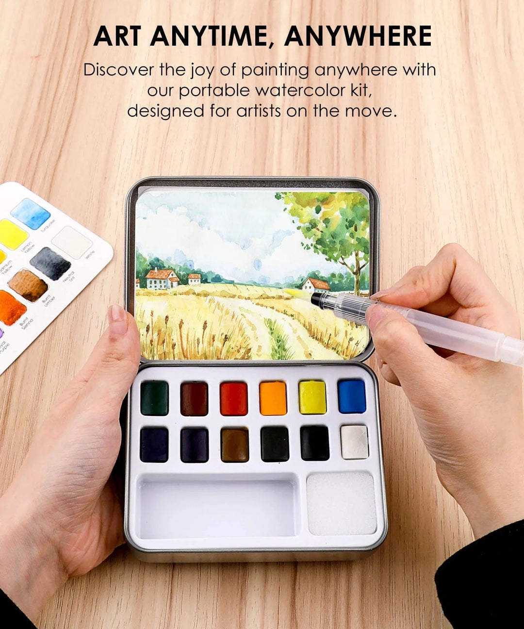 Grabie Gifts Watercolor Pocket Set of 12 - Essential Colors