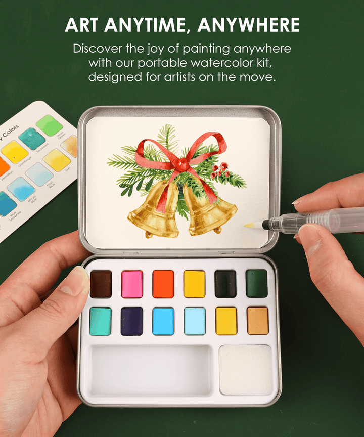 Grabie Gifts Watercolor Pocket Set of 12 - Holiday Colors | Grabie