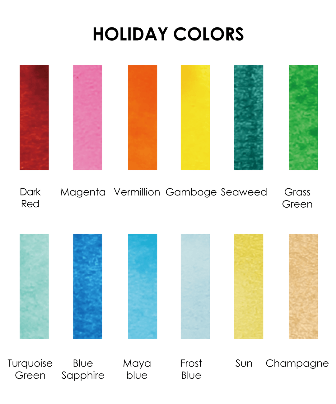 Grabie Gifts Watercolor Pocket Set of 12 - Holiday Colors | Grabie