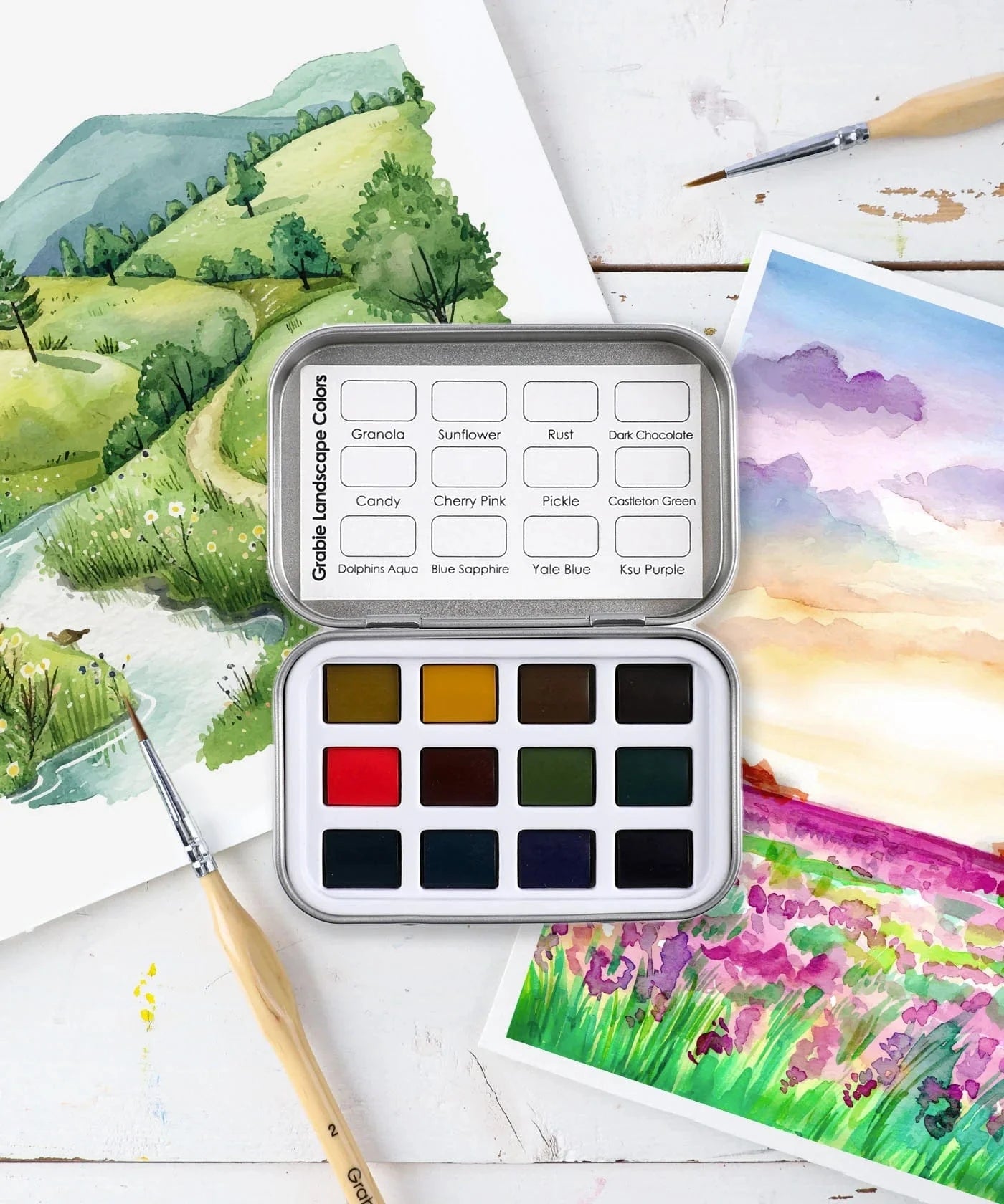 Grabie Gifts Watercolor Pocket Set of 12 - Landscape Colors