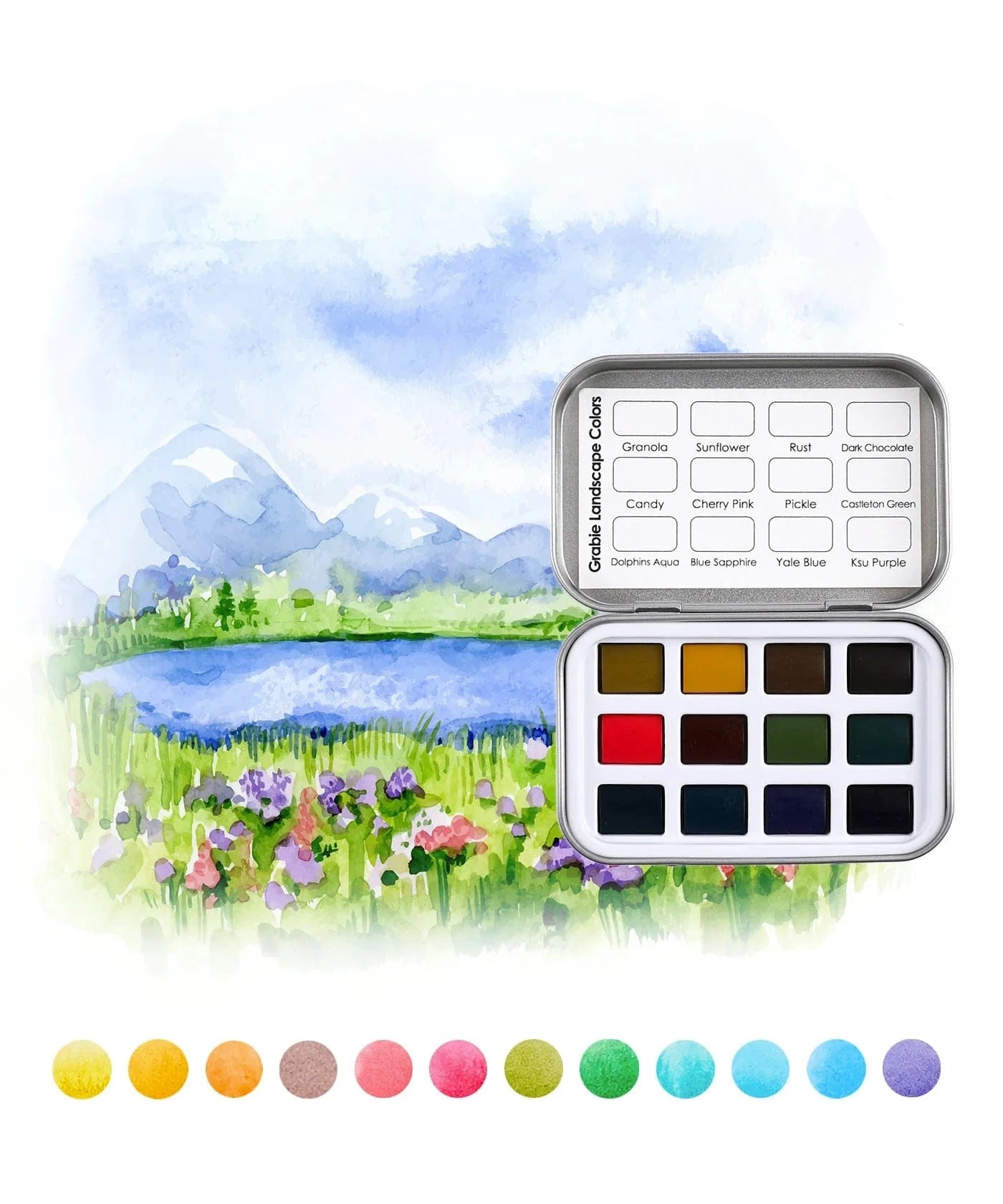 Grabie Gifts Watercolor Pocket Set of 12 - Landscape Colors