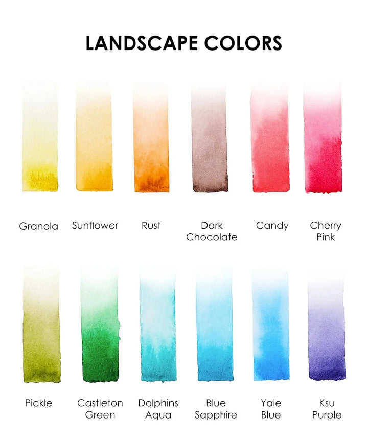 Grabie Gifts Watercolor Pocket Set of 12 - Landscape Colors