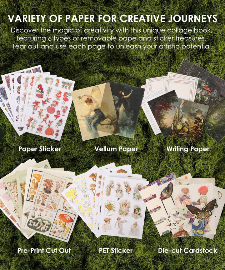 Grabie Paper 200+ Pages The Botanical Muse Collage Activity Book