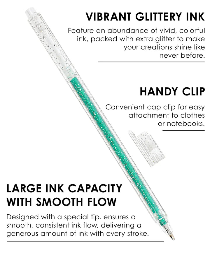 Grabie Paper Capped Iridescent Glitter Gel Ink Pen Set Of 18