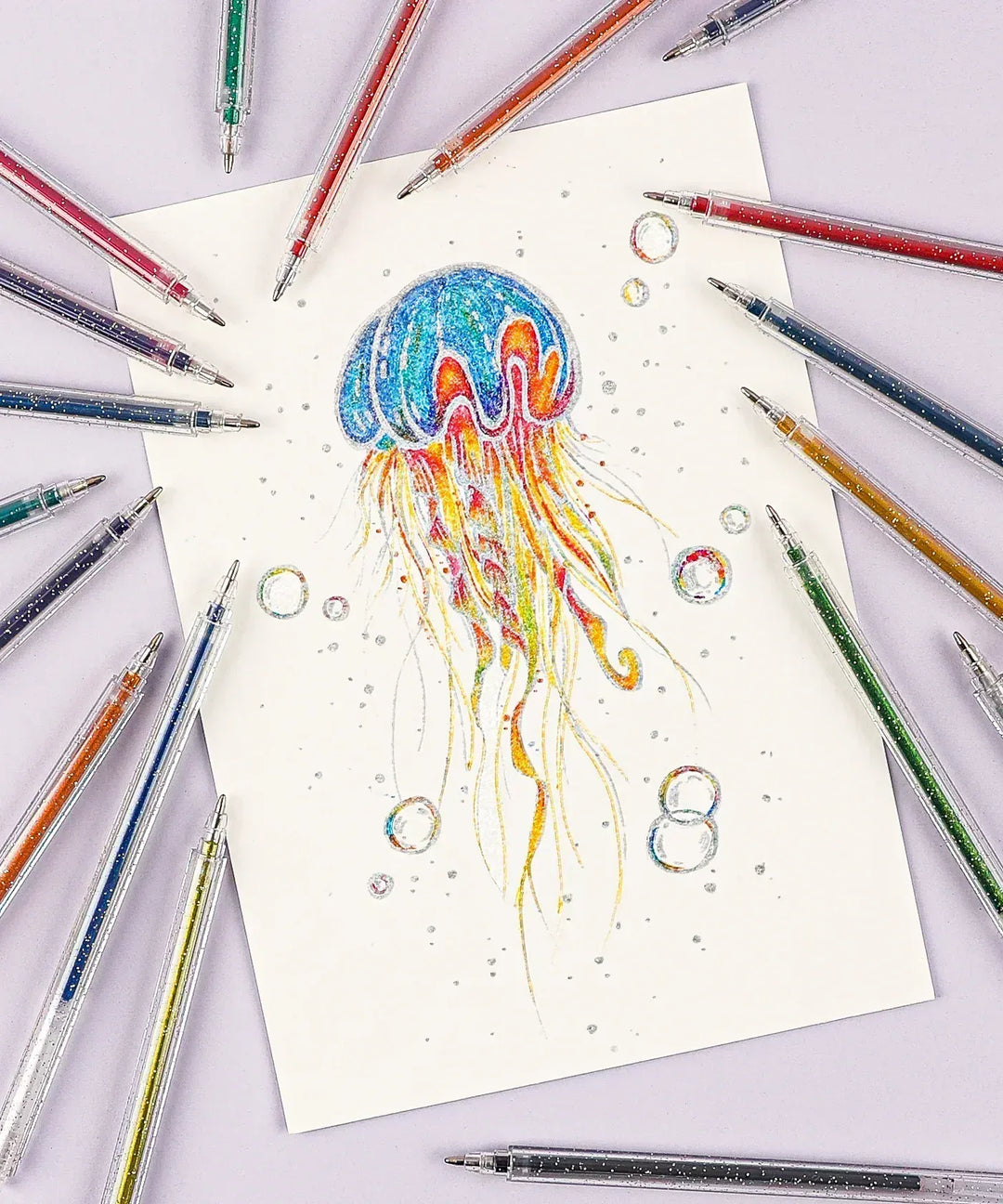 Grabie Paper Capped Iridescent Glitter Gel Ink Pen Set Of 18