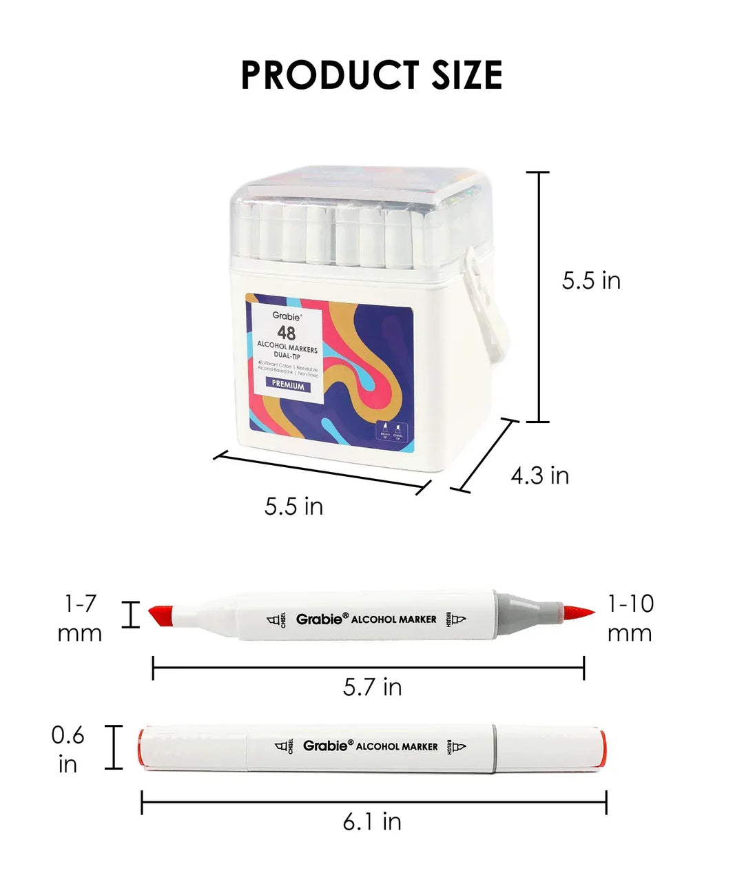 Grabie Paper Dual-Tip Alcohol-Based Marker Set Of 48