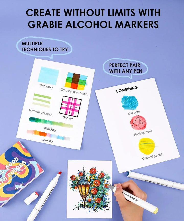 Grabie Paper Dual-Tip Alcohol-Based Marker Set Of 48