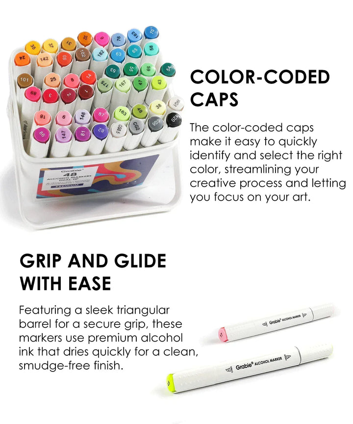 Grabie Paper Dual-Tip Alcohol-Based Marker Set Of 48