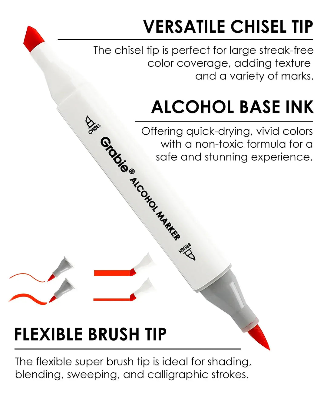 Grabie Paper Dual-Tip Alcohol-Based Marker Set Of 48