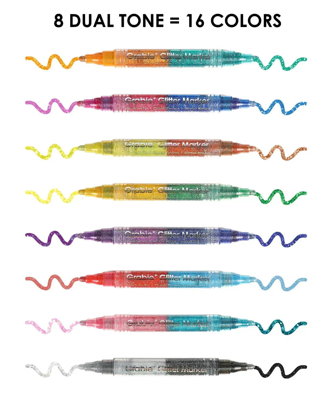 Grabie Paper Dual Tone Iridescent Glitter Acrylic Paint Marker Set Of 8