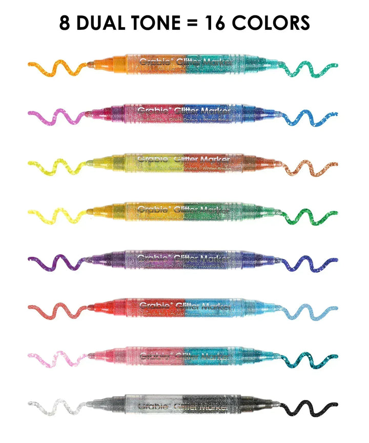 Grabie Paper Dual Tone Iridescent Glitter Acrylic Paint Marker Set Of 8