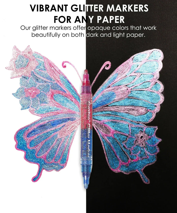 Grabie Paper Dual Tone Iridescent Glitter Acrylic Paint Marker Set Of 8