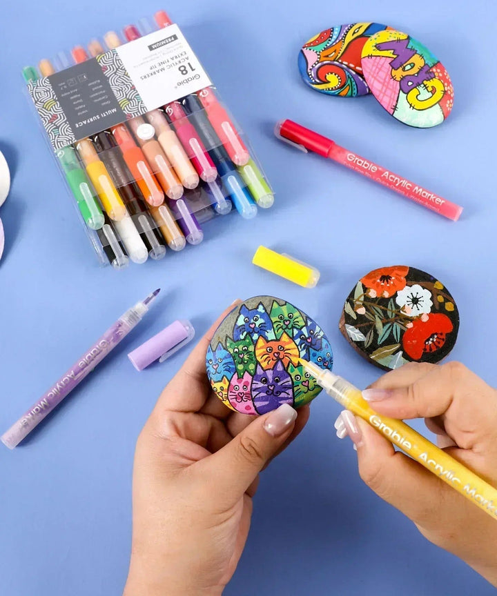 Grabie Paper Extra Fine Tip Acrylic Paint Marker Set of 18 | Grabie