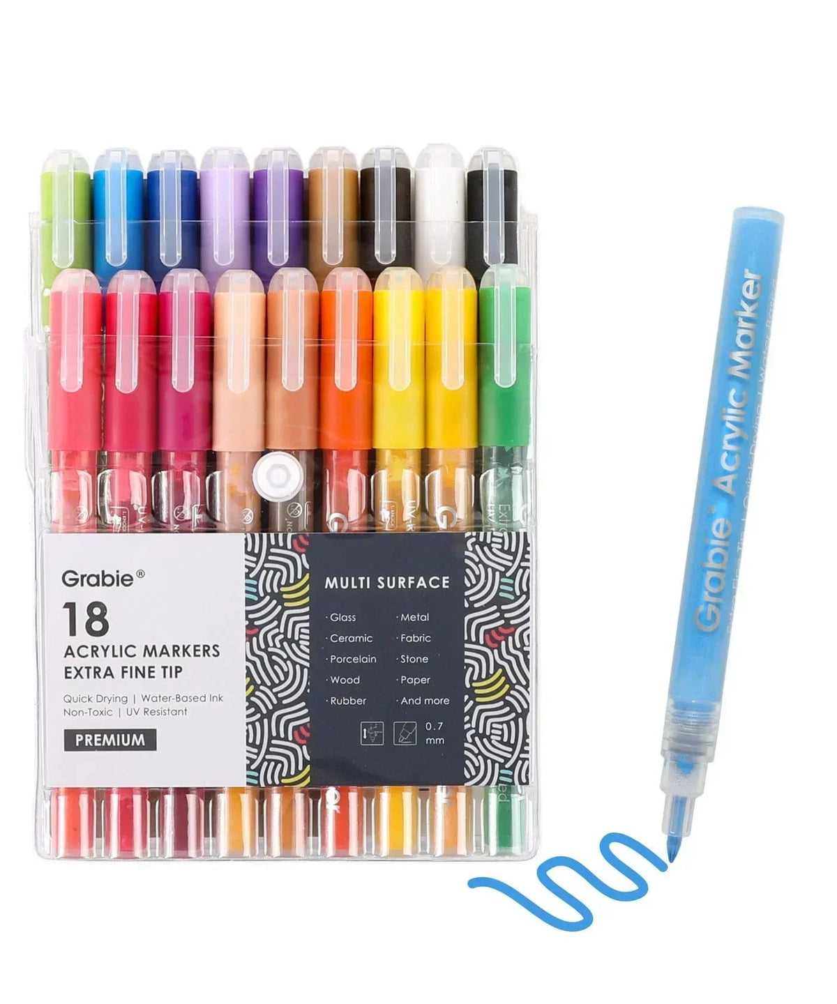 Grabie Paper Extra Fine Tip Acrylic Paint Marker Set of 18 | Grabie