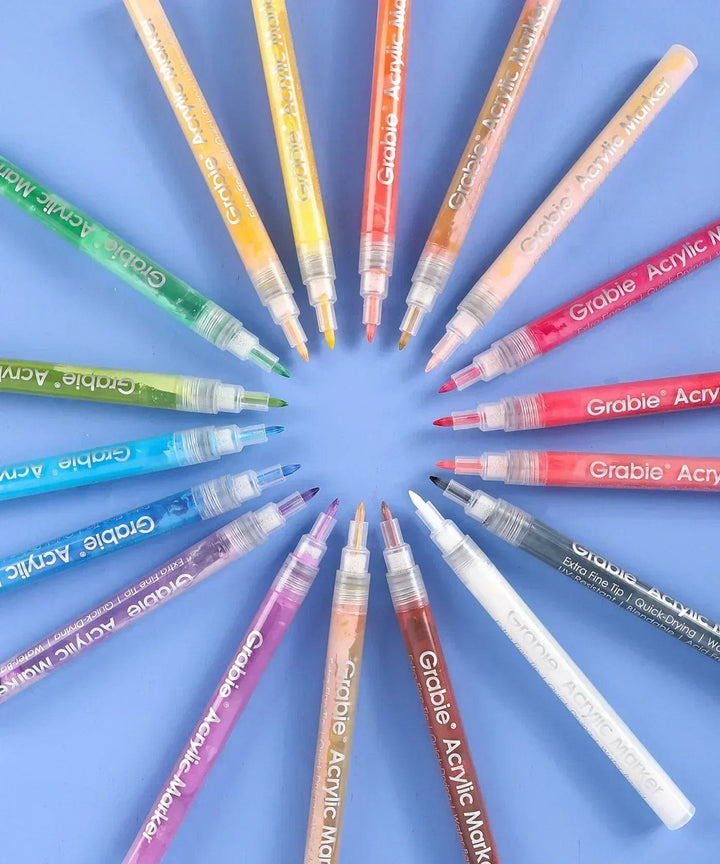 Grabie Paper Extra Fine Tip Acrylic Paint Marker Set of 18 | Grabie