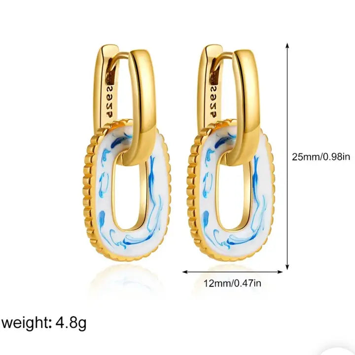 Gracefully Fashion Watercolor Oval Charm Earrings