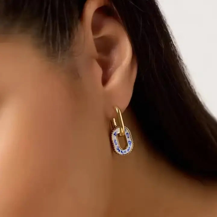 Gracefully Fashion Watercolor Oval Charm Earrings