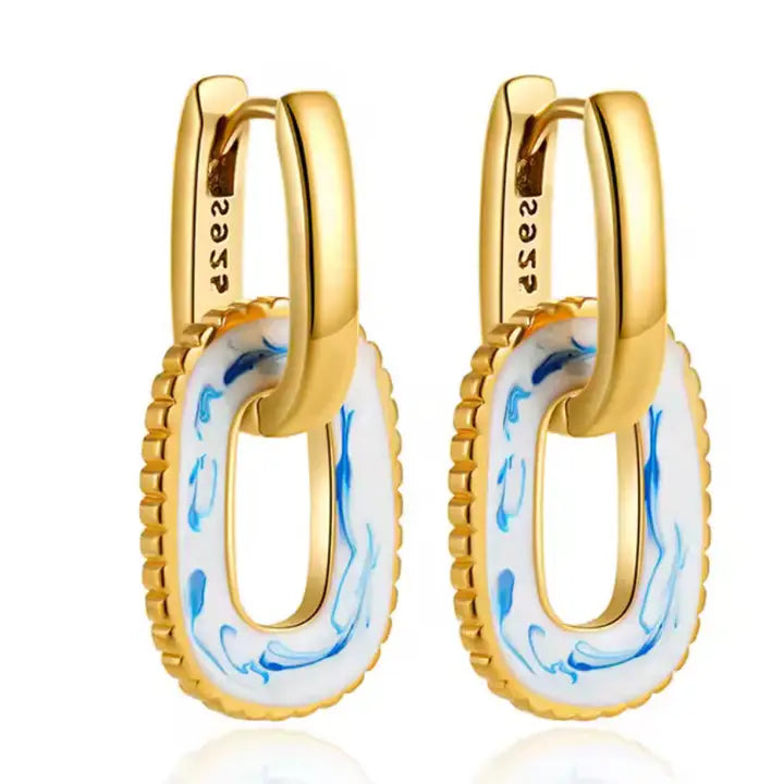Gracefully Fashion Watercolor Oval Charm Earrings