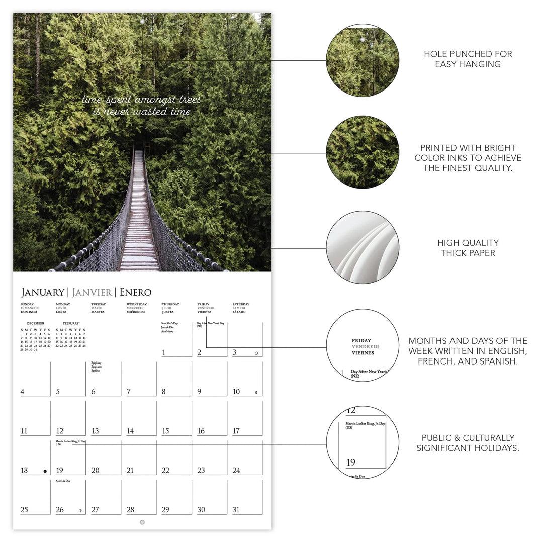 Graphique de France Calendar In to the Woods 12 x 12 2026 Wall Calendar
