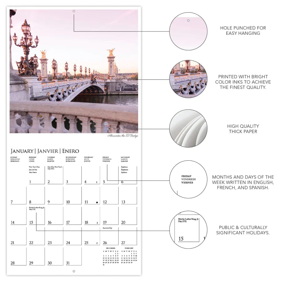 Graphique de France Calendars A Parisian Life 7 x 7 Mini Calendar