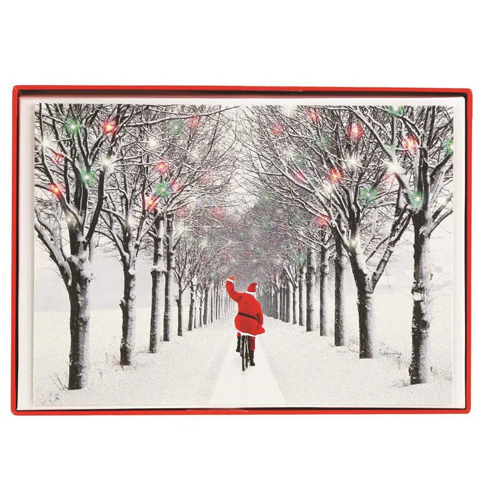 Graphique de France Cards Santa Biking in the Snow Boxed Card Set