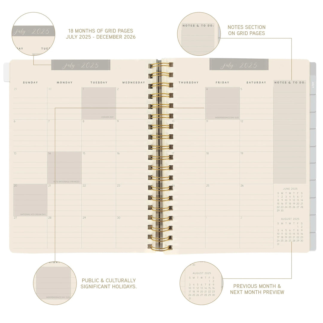 Graphique de France Paper Block Print Floral 6 x 8 18-Month Hardbound Spiral Planner