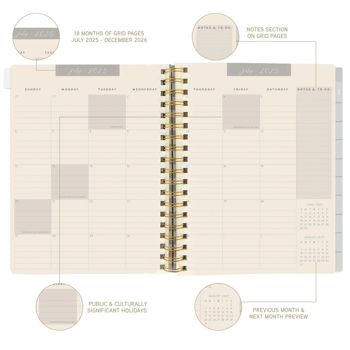 Graphique de France Paper Block Print Floral 6 x 8 18-Month Hardbound Spiral Planner