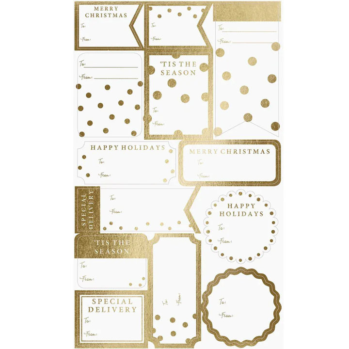 Graphique de France Party Modern Gold Holiday Gift Labels