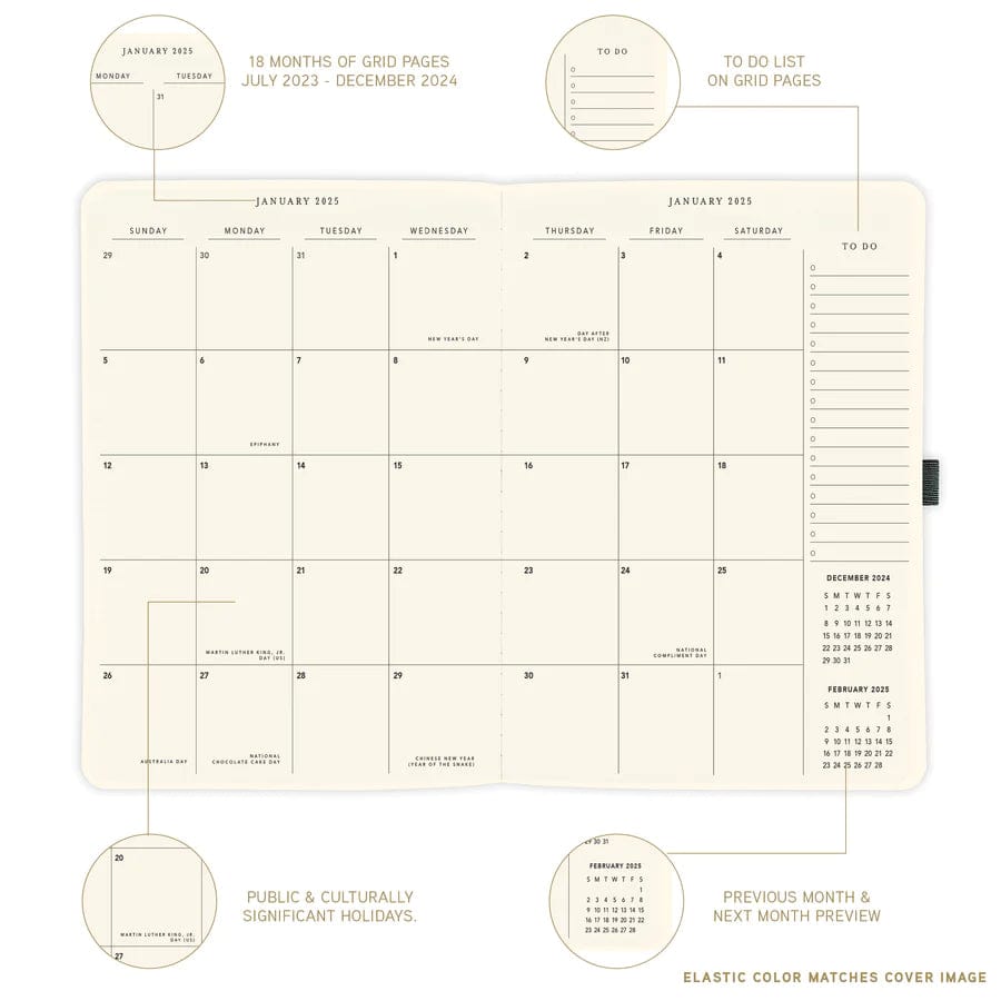 Graphique de France Planner Apollo Brown 8 x 10 18-Month Vegan Leather Planner