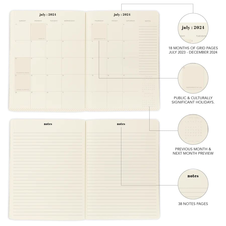 Graphique de France Planner Colorful Cream 8 x 10 18-Month Monthly Planner