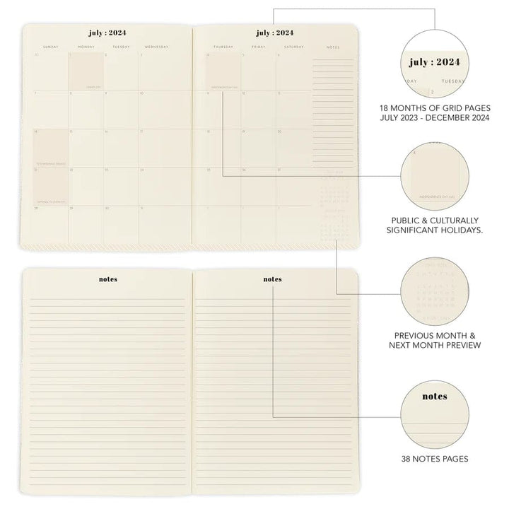 Graphique de France Planner Colorful Cream 8 x 10 18-Month Monthly Planner