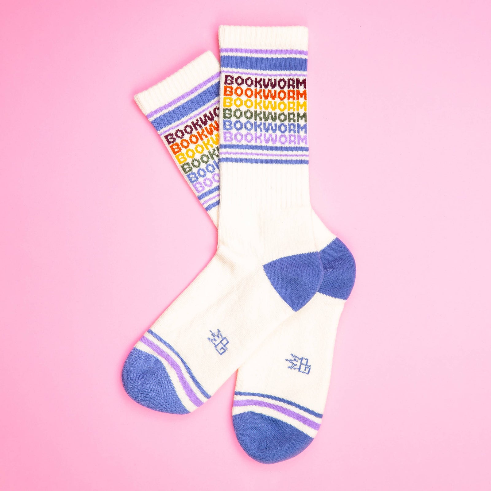 Gumball Poodle Fashion Bookworm - Vintage Rainbow repeat Gym Crew Socks