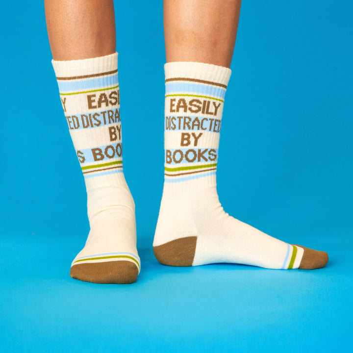 Gumball Poodle Fashion Easily Distracted By Books Gym Crew Socks