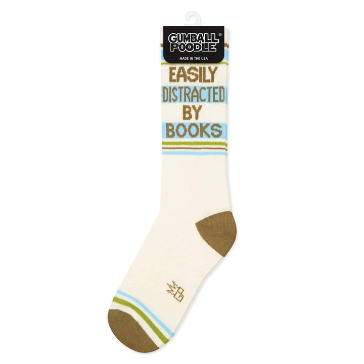 Gumball Poodle Fashion Easily Distracted By Books Gym Crew Socks