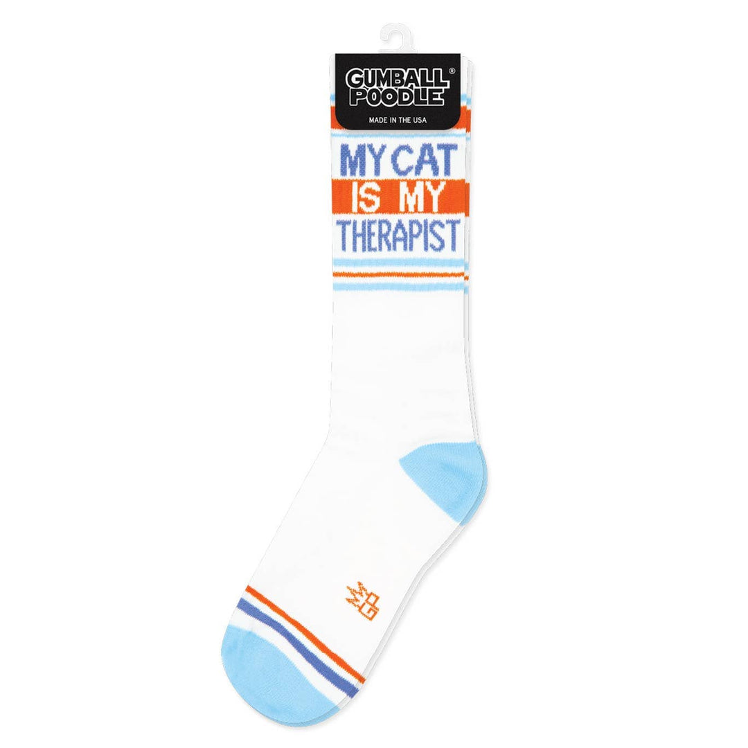 Gumball Poodle Fashion My Cat Is My Therapist Gym Crew Socks