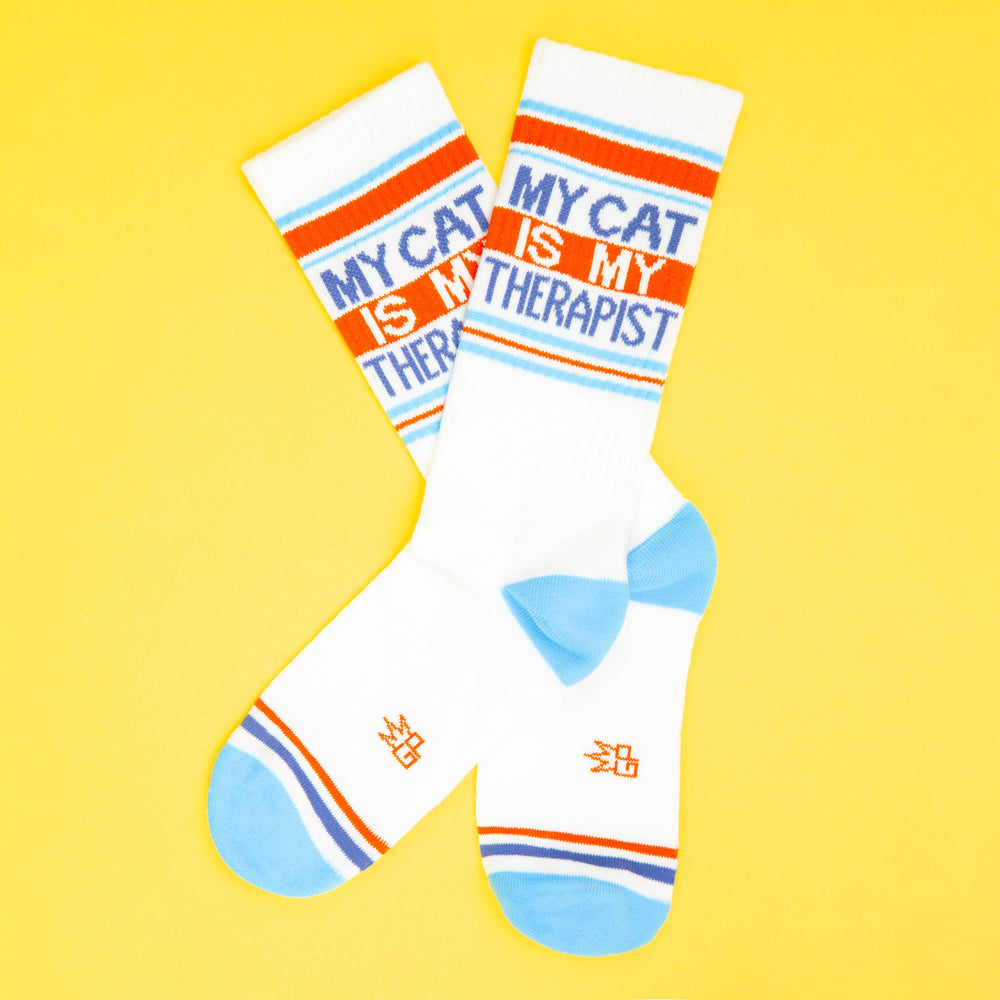 Gumball Poodle Fashion My Cat Is My Therapist Gym Crew Socks