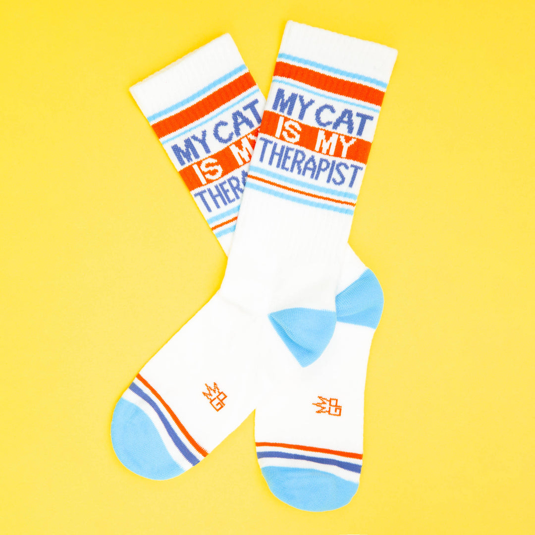 Gumball Poodle Fashion My Cat Is My Therapist Gym Crew Socks
