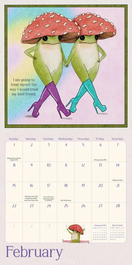 Hachette Paper The Little Frog’s Guide to Self-Care Mini Wall Calendar 2026