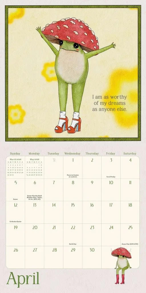 Hachette Paper The Little Frog’s Guide to Self-Care Mini Wall Calendar 2026