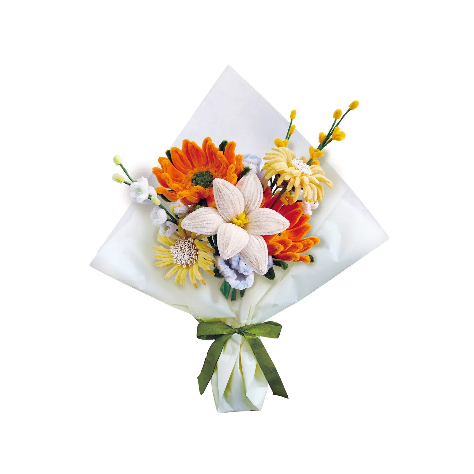 Hands Craft Gifts Chenille Flower Bouquet Craft Kit - Orange Flowers
