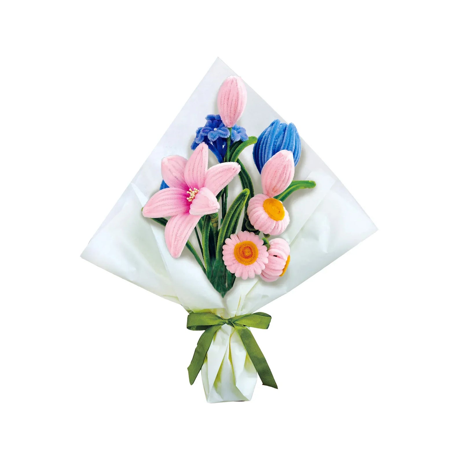 Hands Craft Gifts Chenille Flower Bouquet Craft Kit - Pink & Blue Flowers