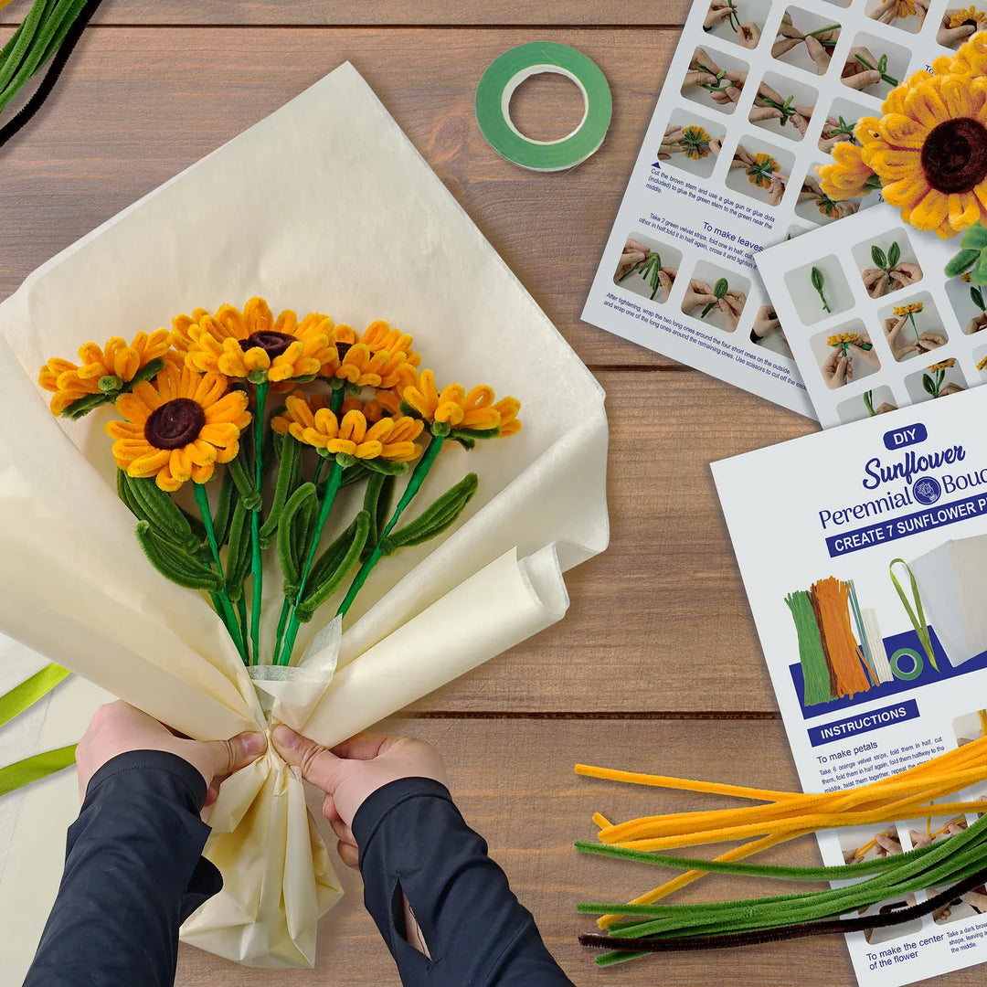 Hands Craft Gifts Chenille Flower Bouquet Craft Kit - Sunflowers