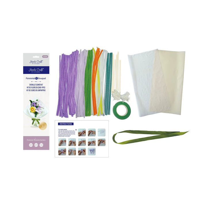 Hands Craft Gifts Chenille Flower Bouquet Craft Kit - Yellow & Purple Mix